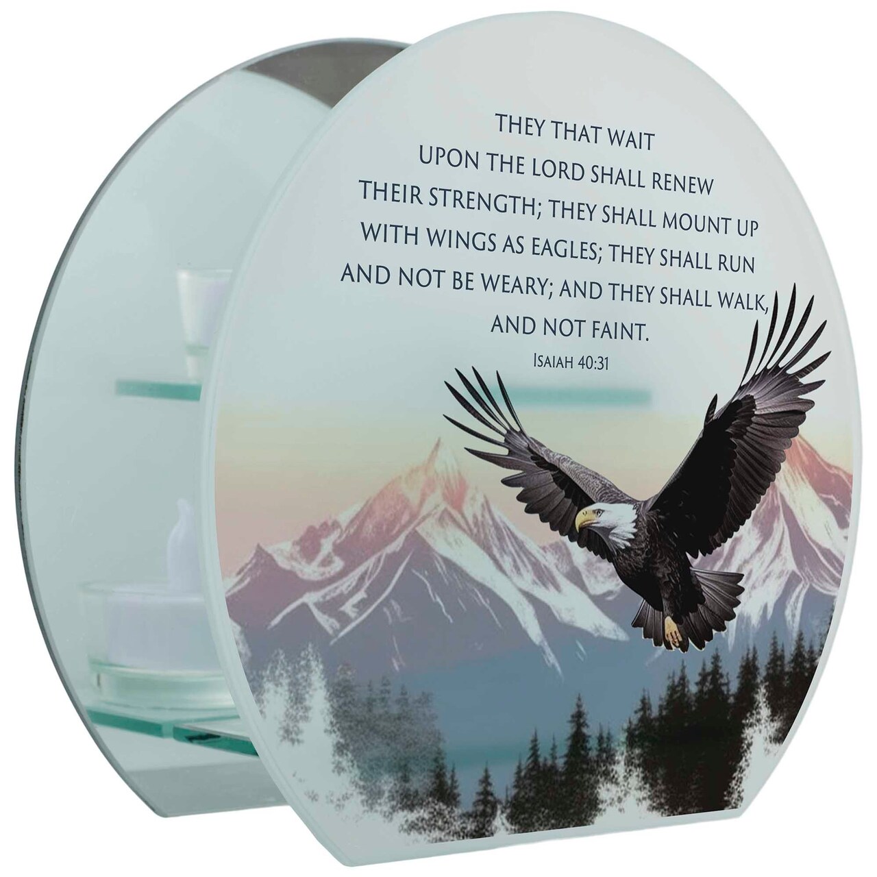 Edge Collection - 8" x 7" - Multicolor - Inspiring Eagle Tealight Holder with Scripture - 1 Piece